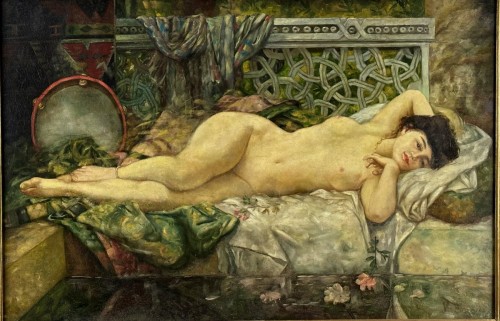 L&#039;odalisque au hammam, orientalist school of the 20th century - Paintings & Drawings Style 