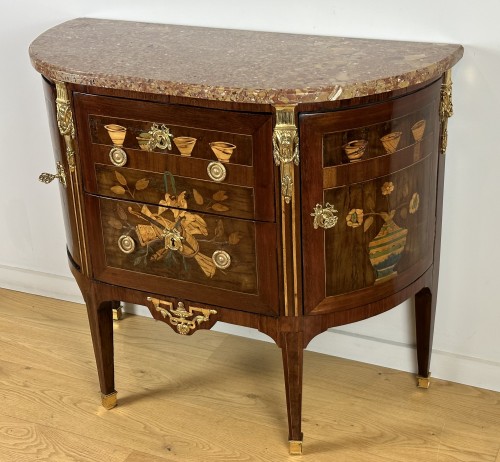 Mobilier Commode - Commode demi-lune d’époque louis XVI estampillée de Fidelys Schey