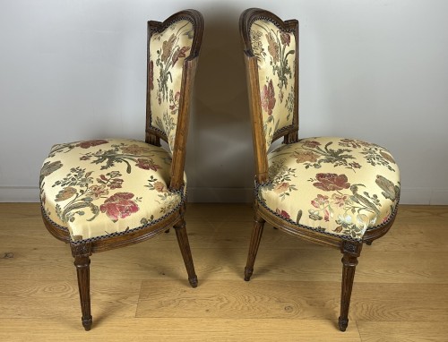18th century - Pair of Louis XVI chairs stamped Georges Jacob for the duke of Penthièvre