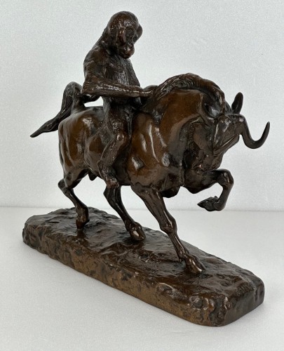 Ape Riding A Gnu - Antoine-Louis Barye (1796 – 1875) - Sculpture Style Napoléon III