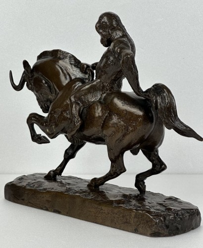 Sculpture Sculpture en Bronze - Singe monté sur un Gnou - Antoine-Louis Barye (1796 – 1875)