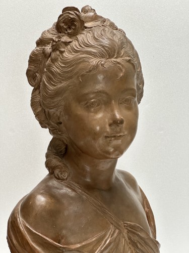 Buste de jeune femme en terre cuite XIXe - Napoléon III