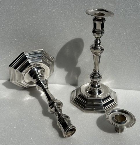 18th century - Pair of Louis XV silver candlesticks early 18th century circa 1720 - 1725