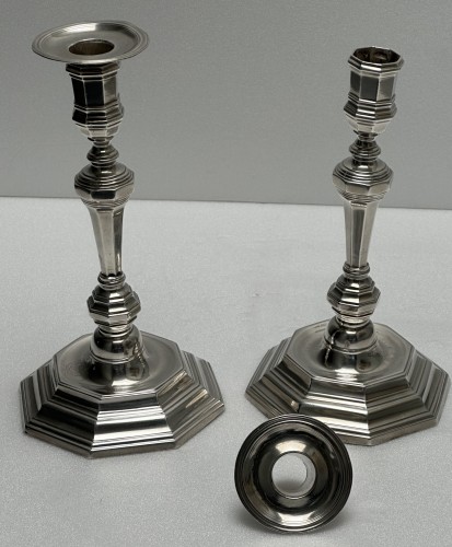 Pair of Louis XV silver candlesticks early 18th century circa 1720 - 1725 - Louis XV