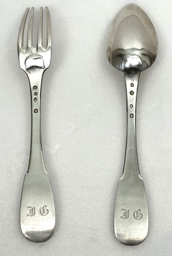 a Louis XVIII solid silver flatware sets  of twelve - 