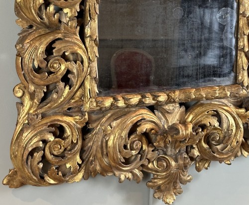 Antiquités - Grand miroir florentin, Toscan du XVIIe siècle