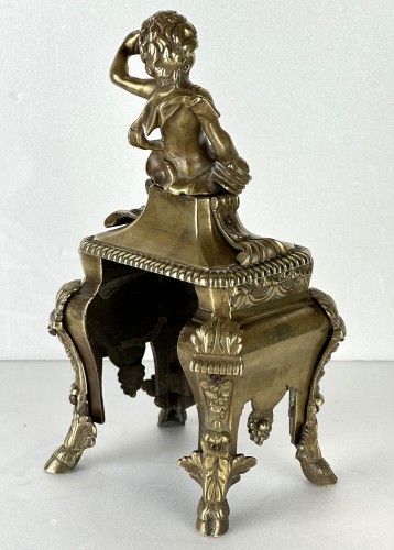 Régence - Paire de chenets en bronze doré d'épque Louis XIV