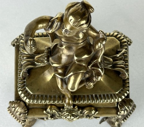 Antiquités - Paire de chenets en bronze doré d'épque Louis XIV