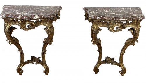Paire de petites consoles d’entre deux Louis XV