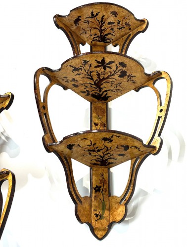 Furniture  - Pair of corner shelves stamped Hache Fils A.Grenoble