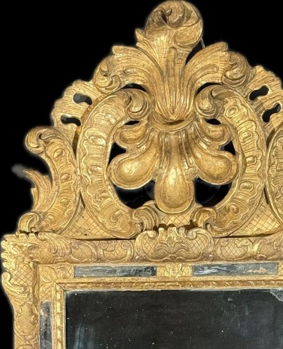 Miroirs, Trumeaux  - Miroir à fronton d'époque Louis XIV
