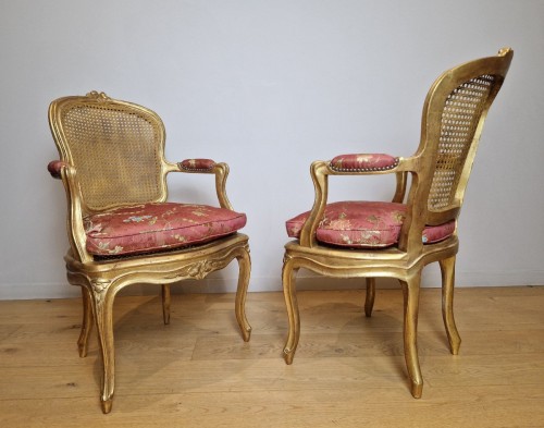 Seating  - A Louis XV giltwood armchairs attributed François-noël Geny