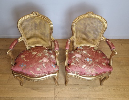 18th century - A Louis XV giltwood armchairs attributed François-noël Geny