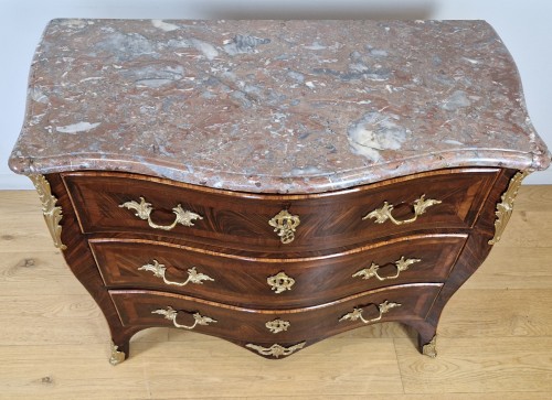 18th century - A Louis XV chest of drawers stamped Laurent-charles Birclet 18th-century.