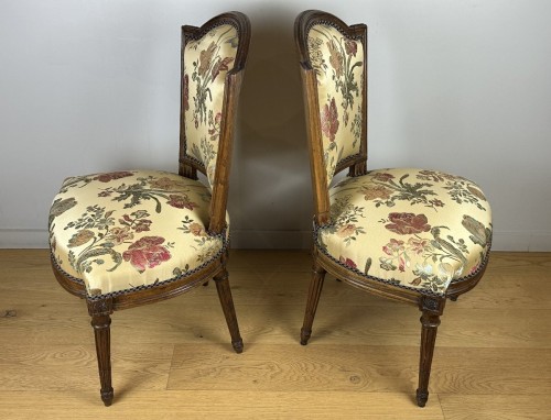 Pair Louis XVI chairs by George Jacob for Duc de Penthièvre, Château de Chanteloup - 