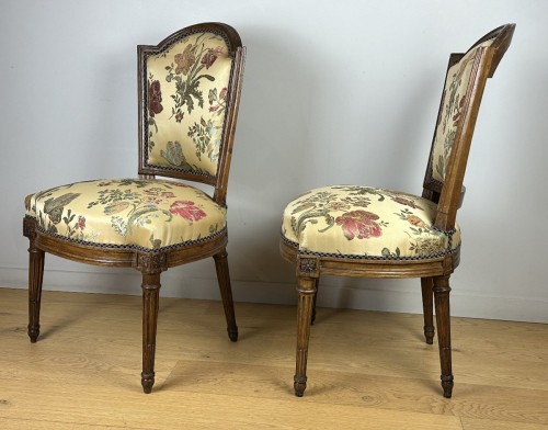 18th century - Pair Louis XVI chairs by George Jacob for Duc de Penthièvre, Château de Chanteloup