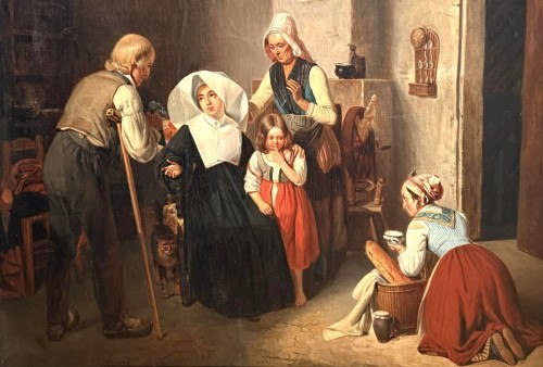 Paintings & Drawings  - The Visit, attributed to  Duval Le Camus (1790 - 1854)