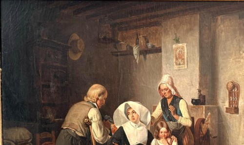 The Visit, attributed to  Duval Le Camus (1790 - 1854) - Restauration - Charles X