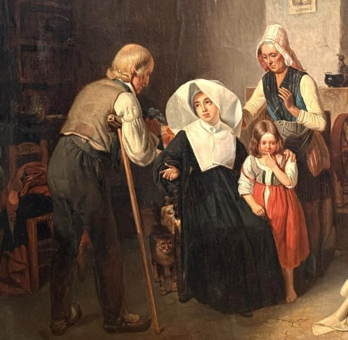 Restauration - Charles X - The Visit, attributed to  Duval Le Camus (1790 - 1854)
