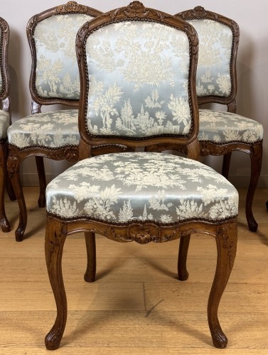 Antiquités - Série de 6 chaises, estampillées Jean-Baptiste Gourdin 18e vers 1748