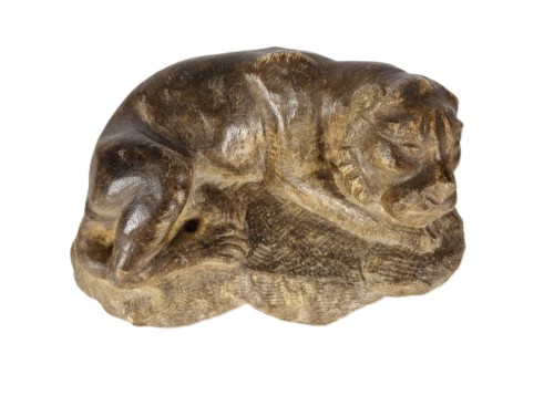 Sculpture  - Reclining Lion in Boulogne Marble, Medieval Period.