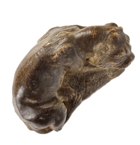 Antiquités - Reclining Lion in Boulogne Marble, Medieval Period.
