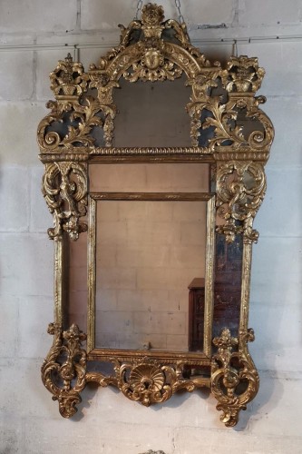 Miroir Mural en Bois Doré, France, Début 20ème Siècle