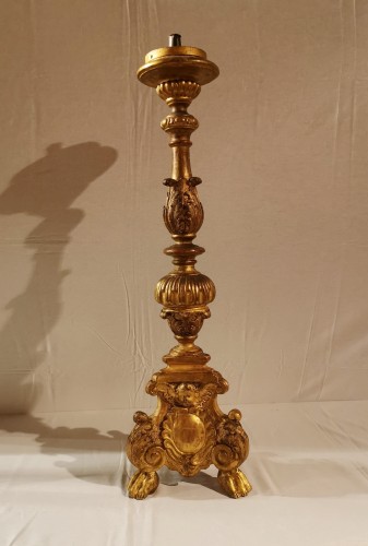 Luminaires Bougeoirs et Chandeliers - Torchère en bois doré d’époque Louis XIV, XVIIe siècle