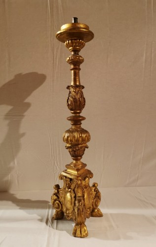 Torchère en bois doré d’époque Louis XIV, XVIIe siècle - Sérignan Antiquités
