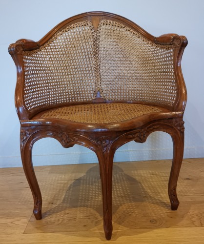 Sièges Fauteuil & Bergère - Fauteuil de bureau canné d’époque Louis XV