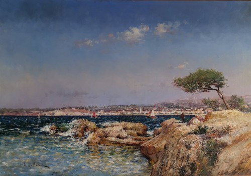 Bord de Méditerranée Marseille - Louis Nattero (1870-1915) - Tableaux et dessins Style Art nouveau