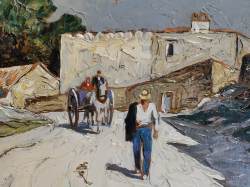 Gustave VIDAL (1895-1966) - Route blanchie de Provence - Tableaux et dessins Style Art Déco
