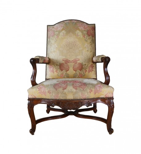 A Régence walnut armchair, early 18th century, circa 1715