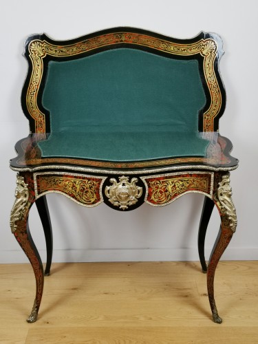 Table-console de jeu d'époque Napoléon III en marqueterie Boulle - Napoléon III