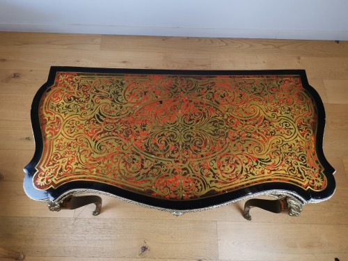 Antiquités - Table-console de jeu d'époque Napoléon III en marqueterie Boulle