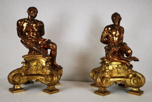 A pair of gilt-bronze slaves, model by Pietro Tacca - Decorative Objects Style Napoléon III