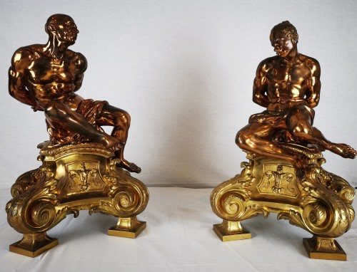 Decorative Objects  - A pair of gilt-bronze slaves, model by Pietro Tacca