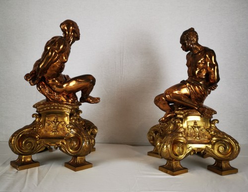 A pair of gilt-bronze slaves, model by Pietro Tacca - 