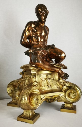 Antiquités - A pair of gilt-bronze slaves, model by Pietro Tacca