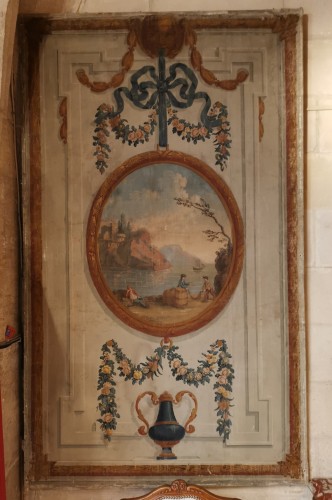 Paintings & Drawings  - Pair of neoclassical painted canvases of woodwork late 18th early 19th 1800