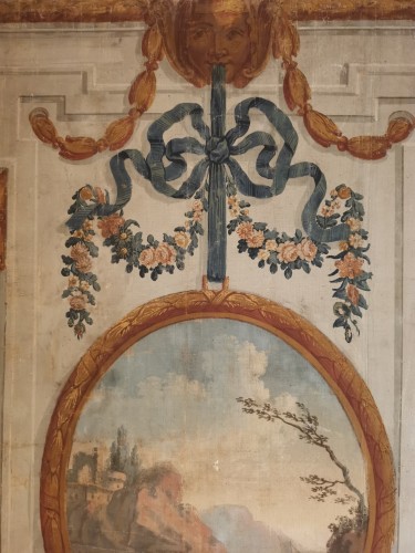 XIXe siècle - Paire de toiles peintes néoclassiques de boiserie vers 1800