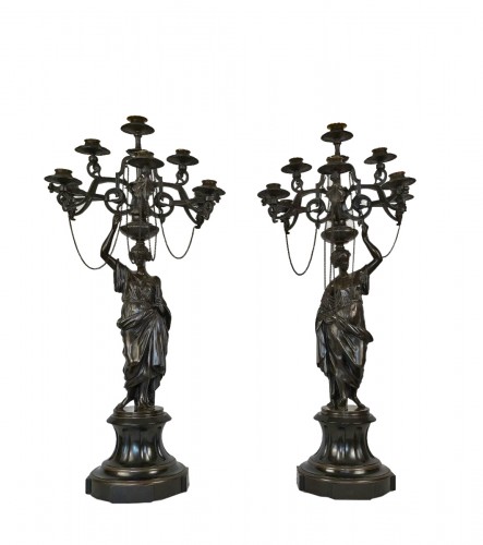 A pair of Vestal candelabra, Napoleon III  - Mid 19th Century