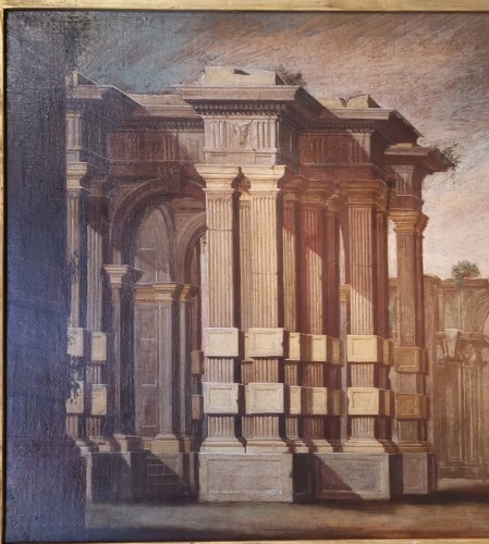 18th century - Pair of Architectural Caprices  workshop Alberto Carlieri (1672-c.1720).