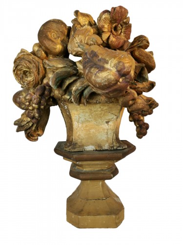 A Louis XIV, Giltwood Baroque group of flowers and fruits