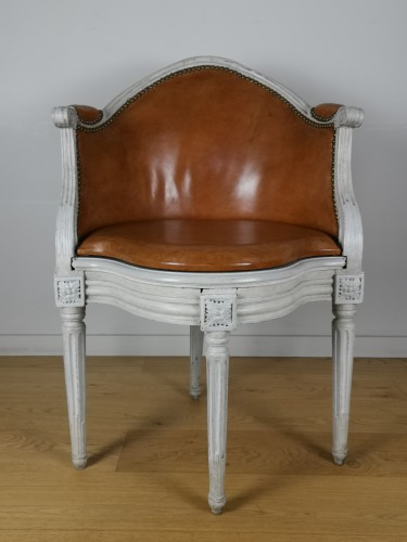 Fauteuil de bureau, d’époque Louis XVI, estampillé de Jean Nicolas Blanchard - Sièges Style Louis XVI