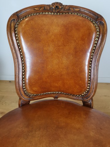 18th century - Set of four French Louis XV beechwood chairs , Mid 18th Century circa 1750