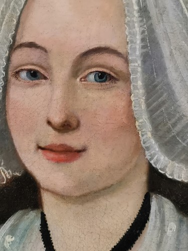 XVIIIe siècle - Portrait d’époque Louis XVI, La Jeune femme à la colombe du Saint-Esprit