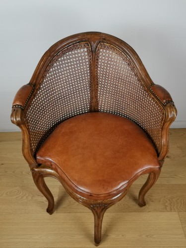 Fauteuil de bureau canné d’époque Louis XV, par Jacques-Pierre Letellier vers 1750 - Louis XV