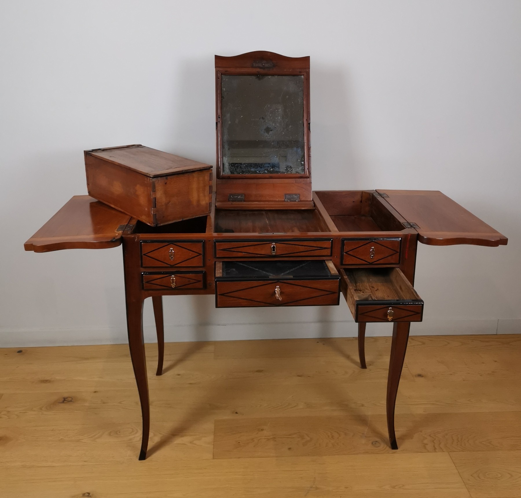 Louis Philippe Style French Dressing Table with Mirror and Drawers