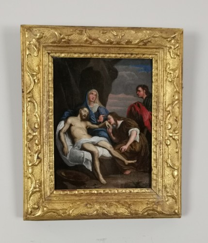 Tableaux et dessins Tableaux XVIIe siècle - La Déploration du Christ, Ecole française sur cuivre du XVIIe siècle